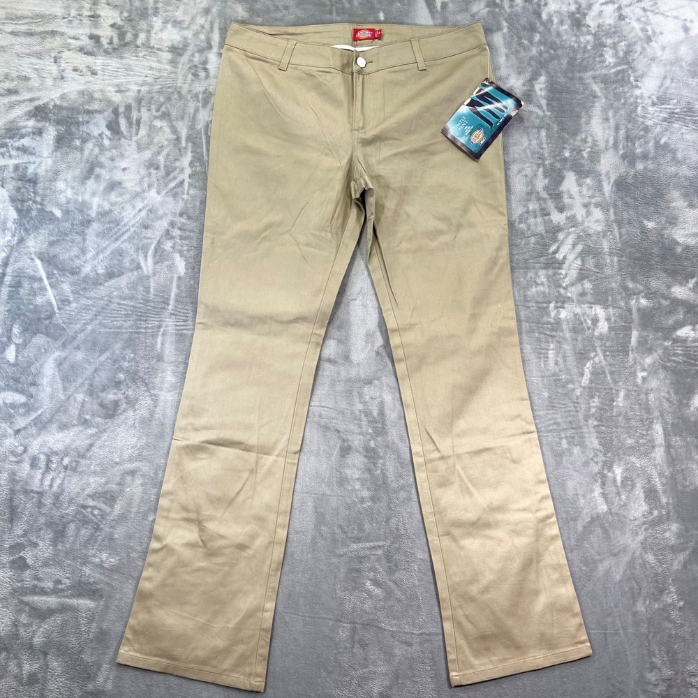New‎ Dickies Girl Simple Pant Women's Size 15 Khaki Mid Rise Cotton
